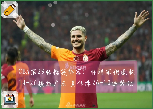 CBA第29轮精英阵容：怀特塞德豪取14+26横扫广东 姜伟泽26+10逆袭北京